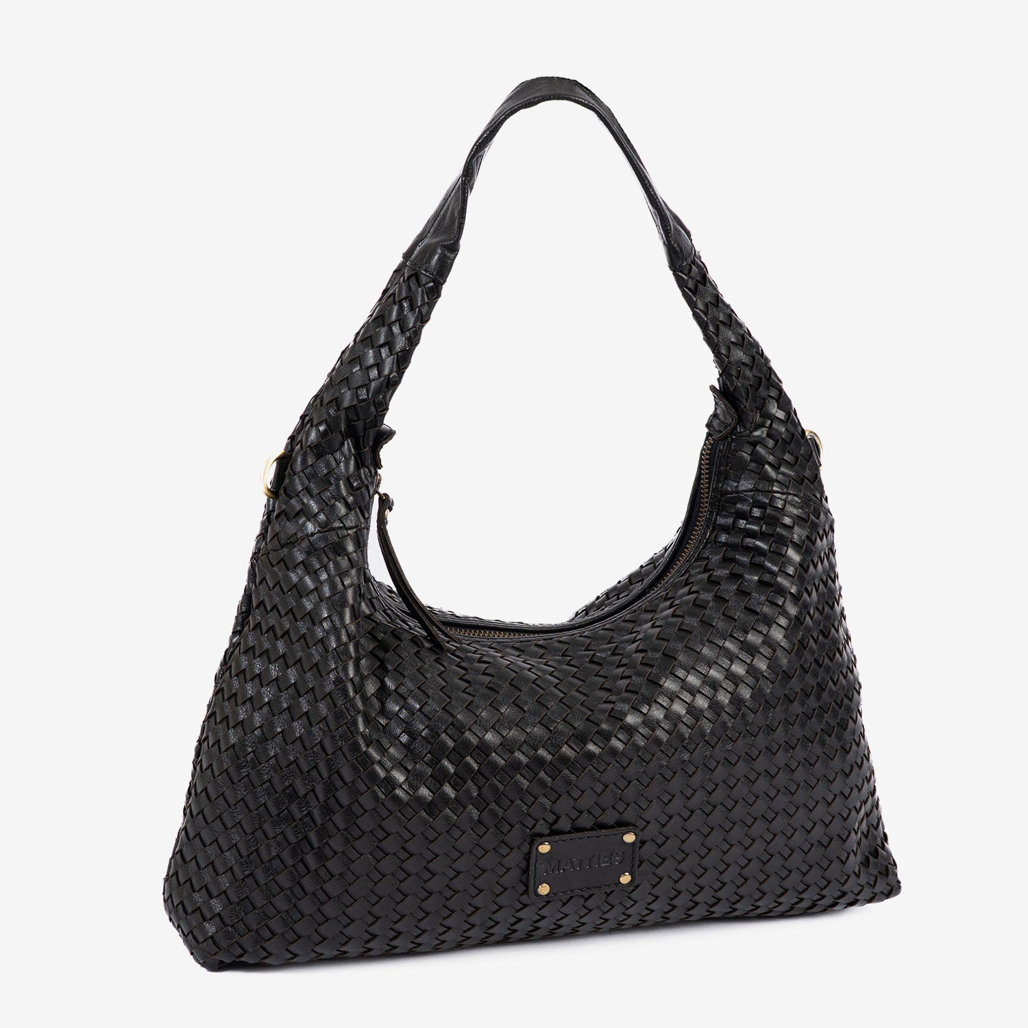 Bolsa de ombro com alça a tiracolo, Série Trançada/Couro. 36x20x11 cm