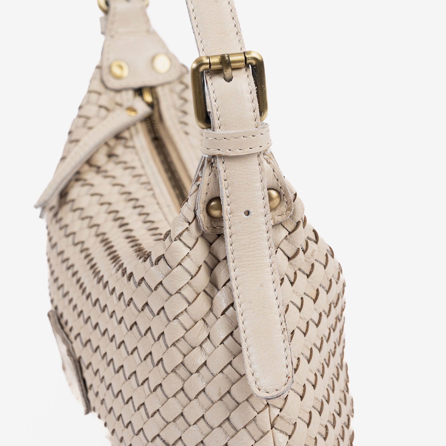 Bolsa de ombro para mulher, Série Trançada/Couro. 30x13x09 cm