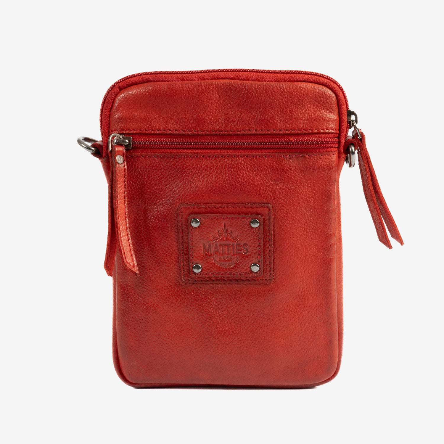 Bolso bandolera vertical de piel natural