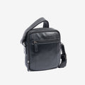 Bolsa de mensageiro para homem, preta, da linha Pioneer Leather. 18x21 cm