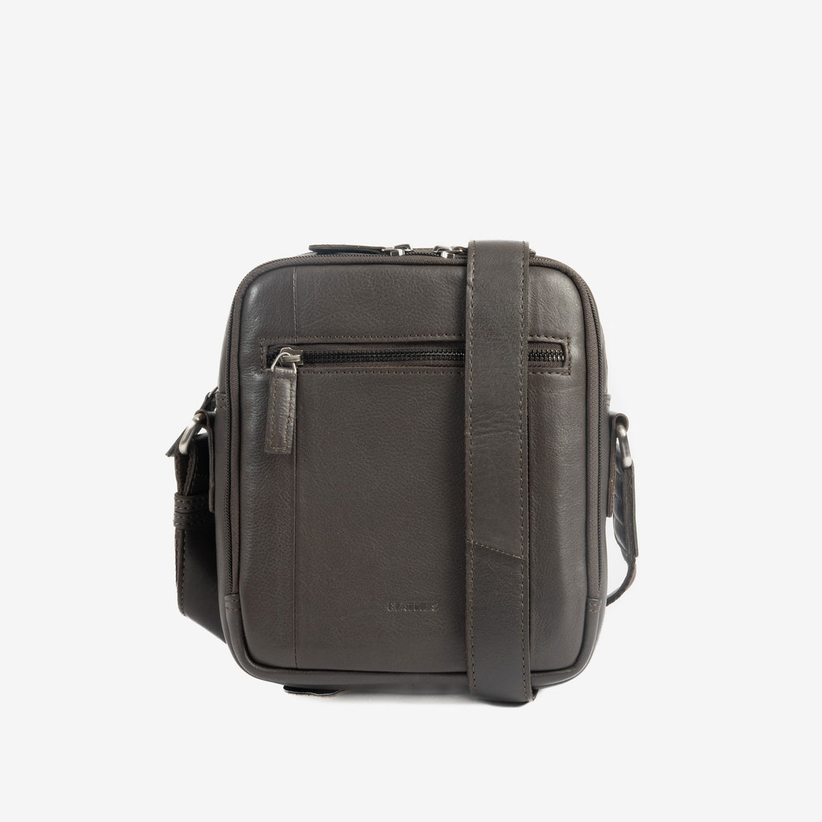 Bolsa de mensageiro para homem, preta, da linha Pioneer Leather. 18x21 cm