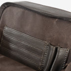 Bolsa de mensageiro para homem, preta, da linha Pioneer Leather. 18x21 cm