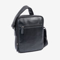 Bolsa de mensageiro para homem, preta, da linha Pioneer Leather. 19x25 cm