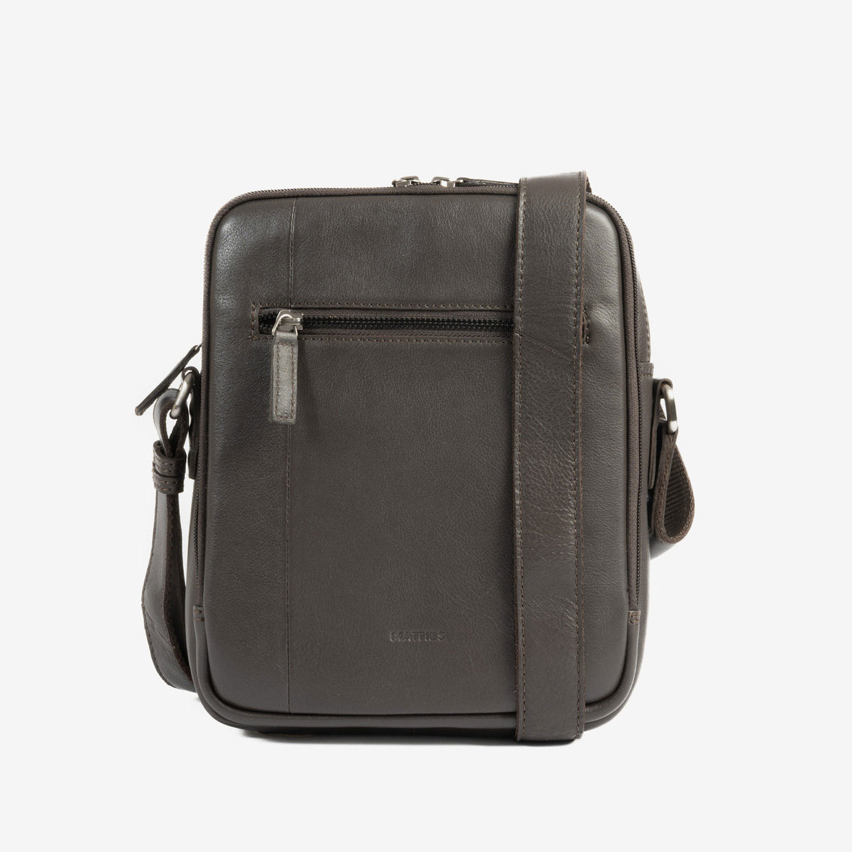 Bolsa de mensageiro para homem, preta, da linha Pioneer Leather. 19x25 cm