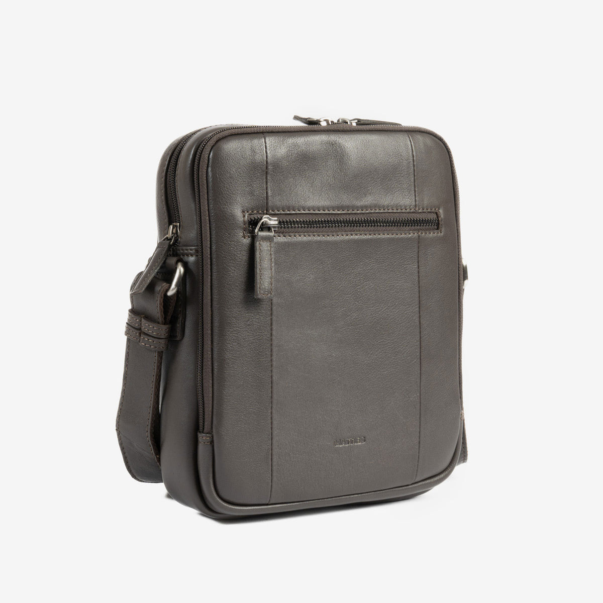 Bolsa de mensageiro para homem, preta, da linha Pioneer Leather. 19x25 cm