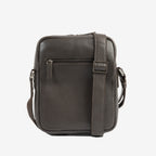 Bolsa de mensageiro para homem, preta, da linha Pioneer Leather. 19x25 cm
