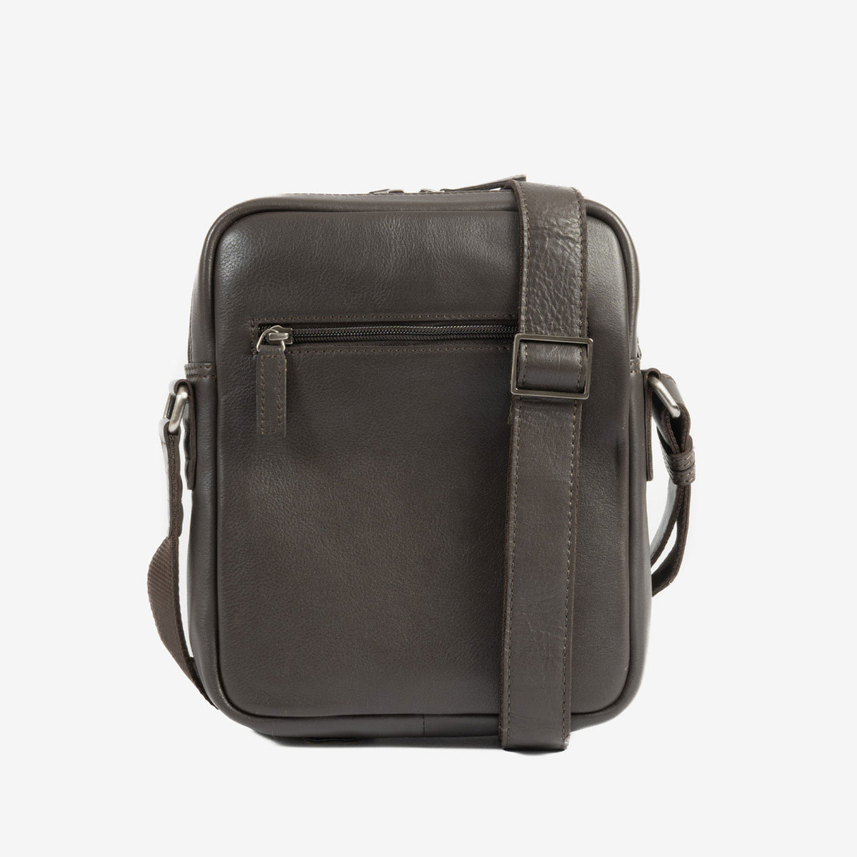 Bolsa de mensageiro para homem, preta, da linha Pioneer Leather. 19x25 cm