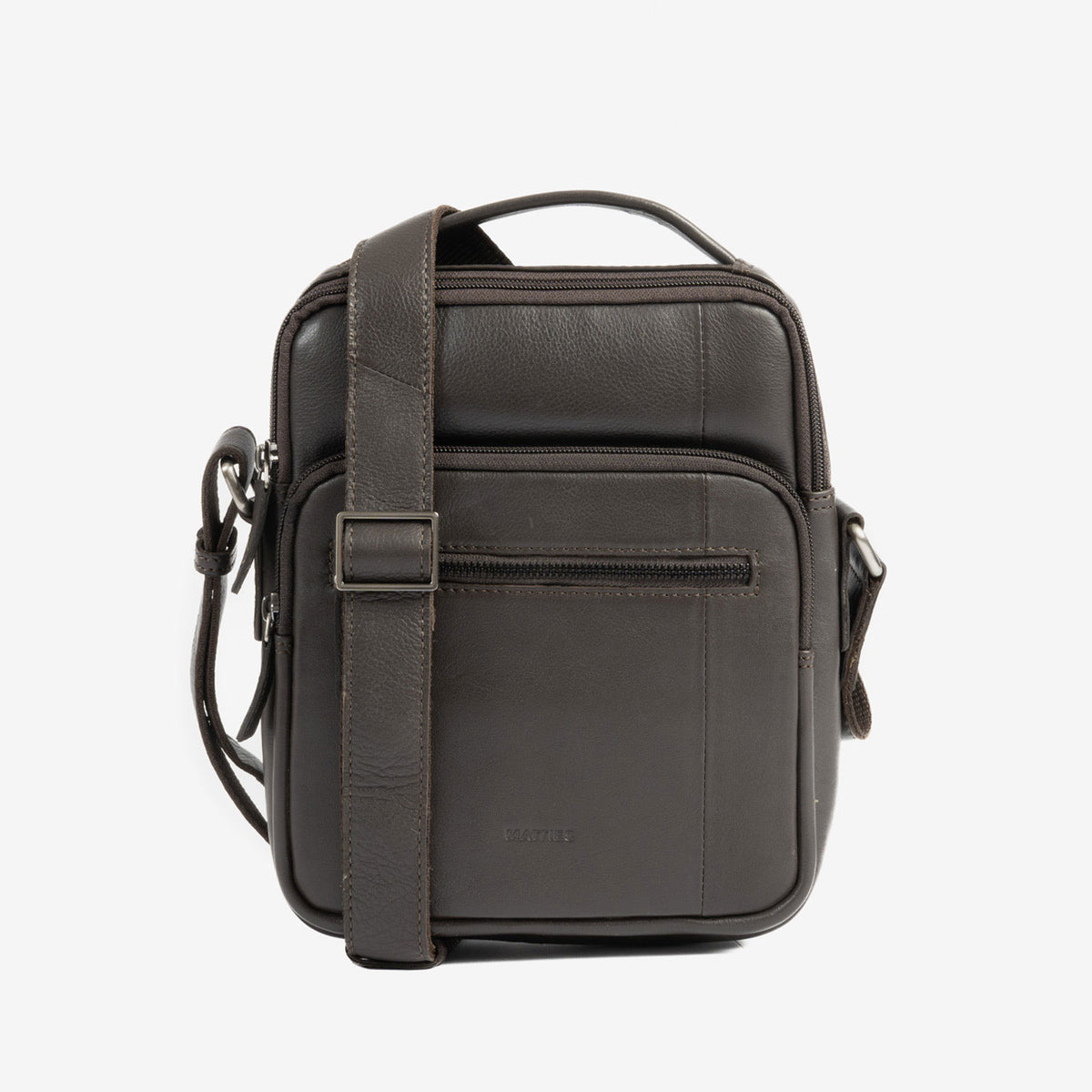 Bolsa de mensageiro para homem, preta, da linha Pioneer Leather. 19x24 cm
