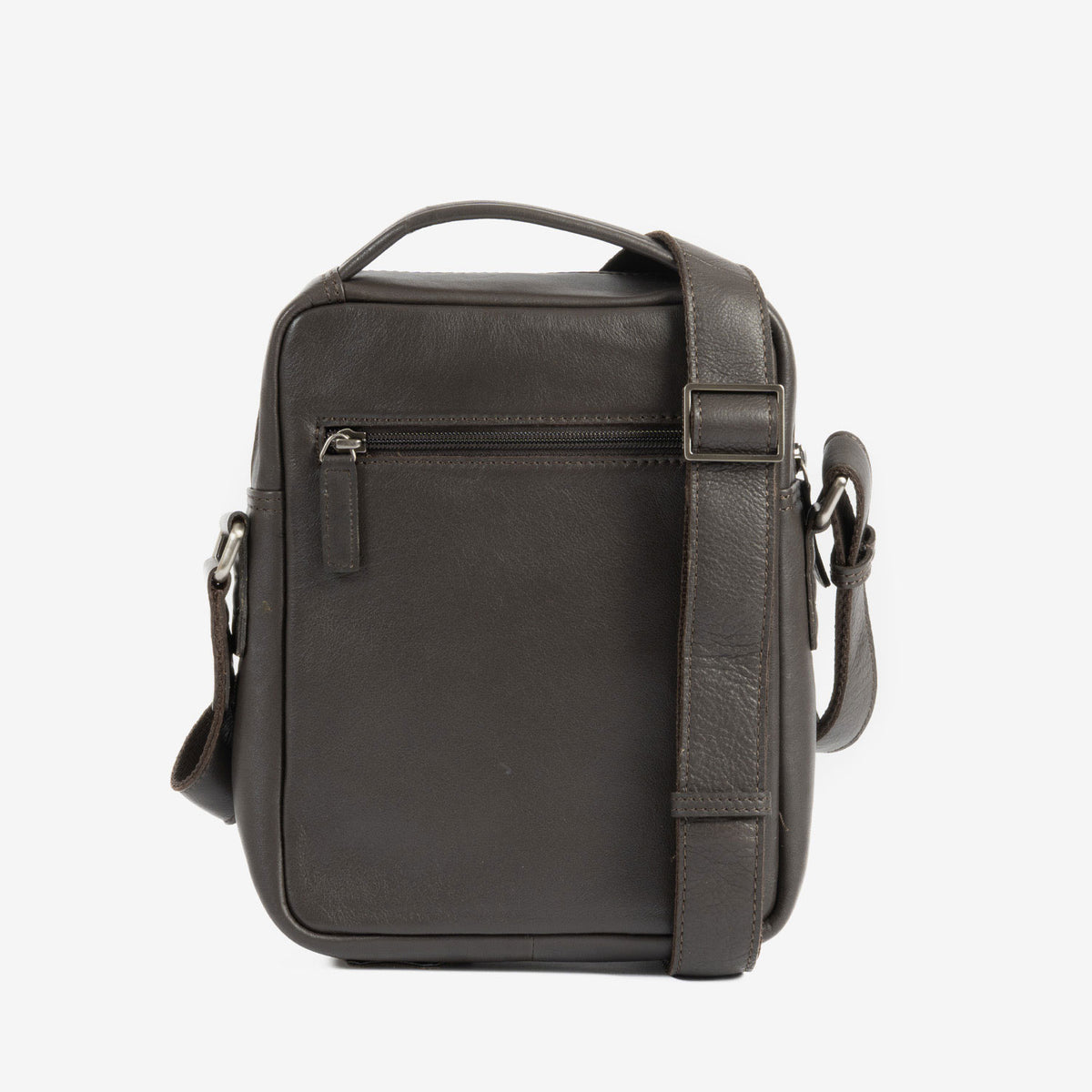 Bolsa de mensageiro para homem, preta, da linha Pioneer Leather. 19x24 cm