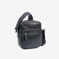 Bolsa de mensageiro para homem, preta, da linha Pioneer Leather. 16x19 cm