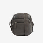Bolsa de mensageiro para homem, preta, da linha Pioneer Leather. 16x19 cm