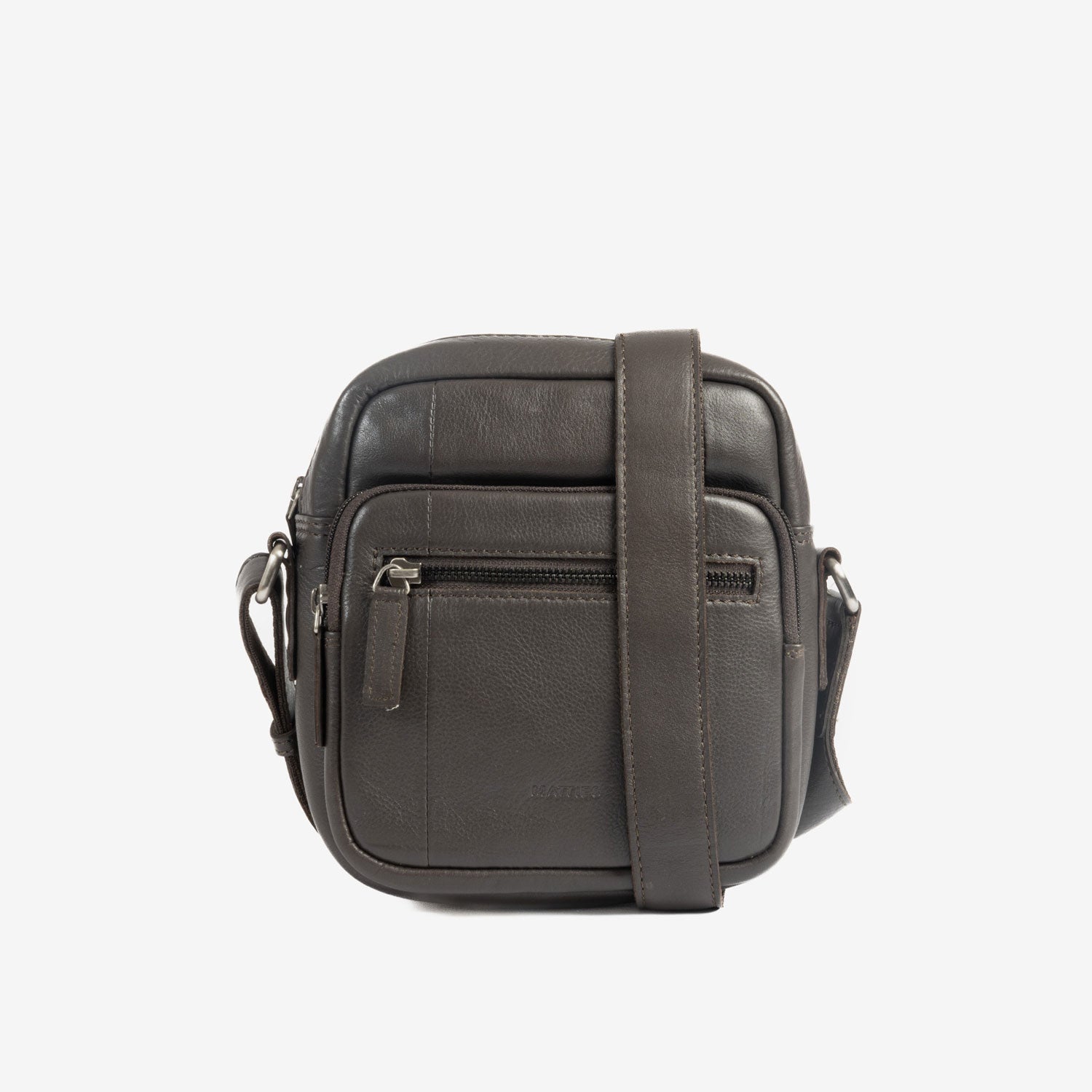 Bolsa de mensageiro para homem, preta, da linha Pioneer Leather. 16x19 cm