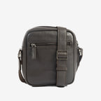 Bolsa de mensageiro para homem, preta, da linha Pioneer Leather. 16x19 cm
