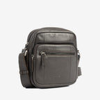 Bolsa de mensageiro para homem, preta, da linha Pioneer Leather. 16x19 cm