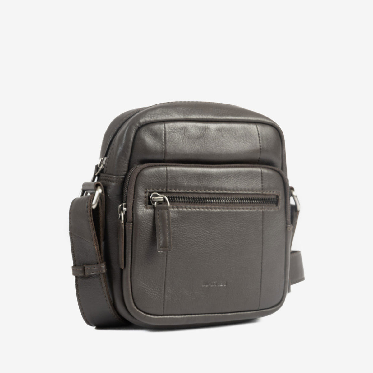 Bolsa de mensageiro para homem, preta, da linha Pioneer Leather. 16x19 cm