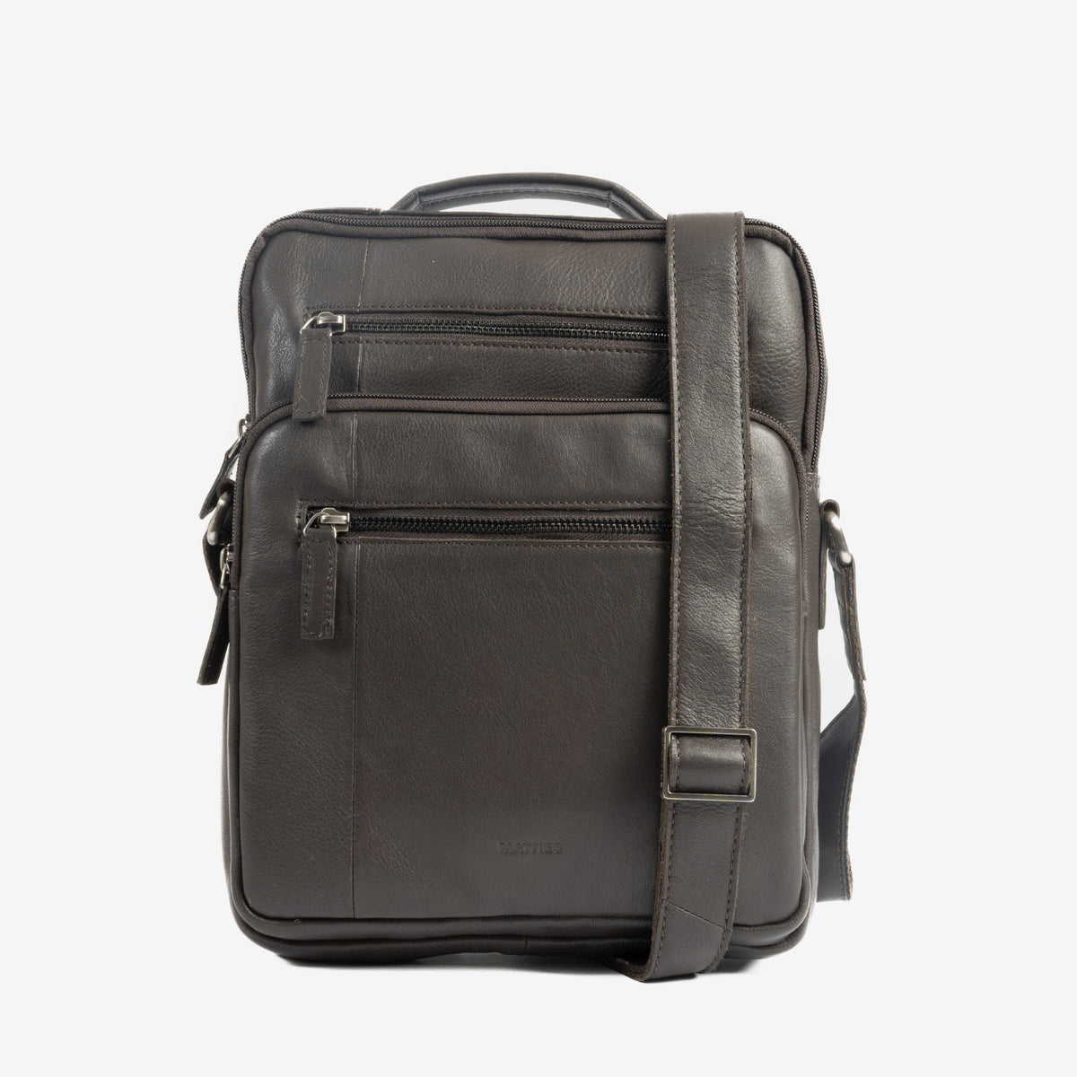 Bolsa de mensageiro para homem, preta, da linha Pioneer Leather. 24x30x07 cm