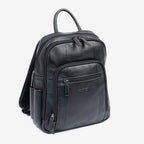 Mochila preta para homem da linha Pioneer Leather Series. 27x36x09 cm