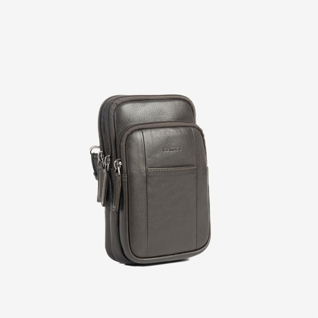 Bolsa de mensageiro para homem, preta, da linha Pioneer Leather. 11x19 cm