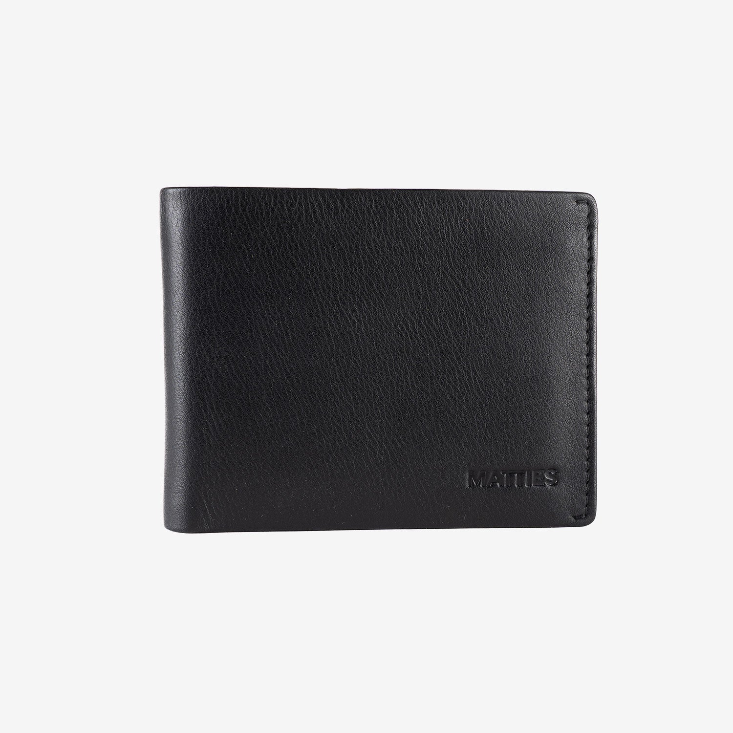 Billetero de piel para hombre, color negro, Serie spongy/leather. 12x9.5 cm - Matties Bags