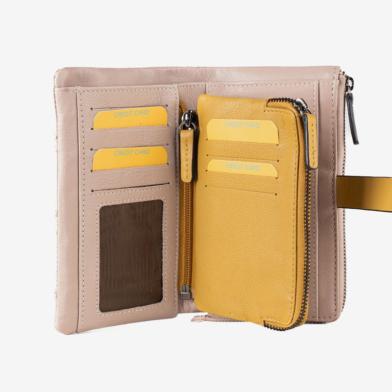 Billetero de piel para mujer, Serie laser leather. 16.5x9.5 cm - Matties Bags