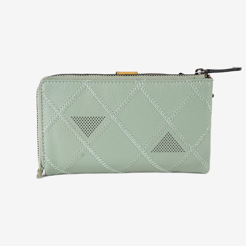 Billetero de piel para mujer, Serie laser leather. 16.5x9.5 cm - Matties Bags