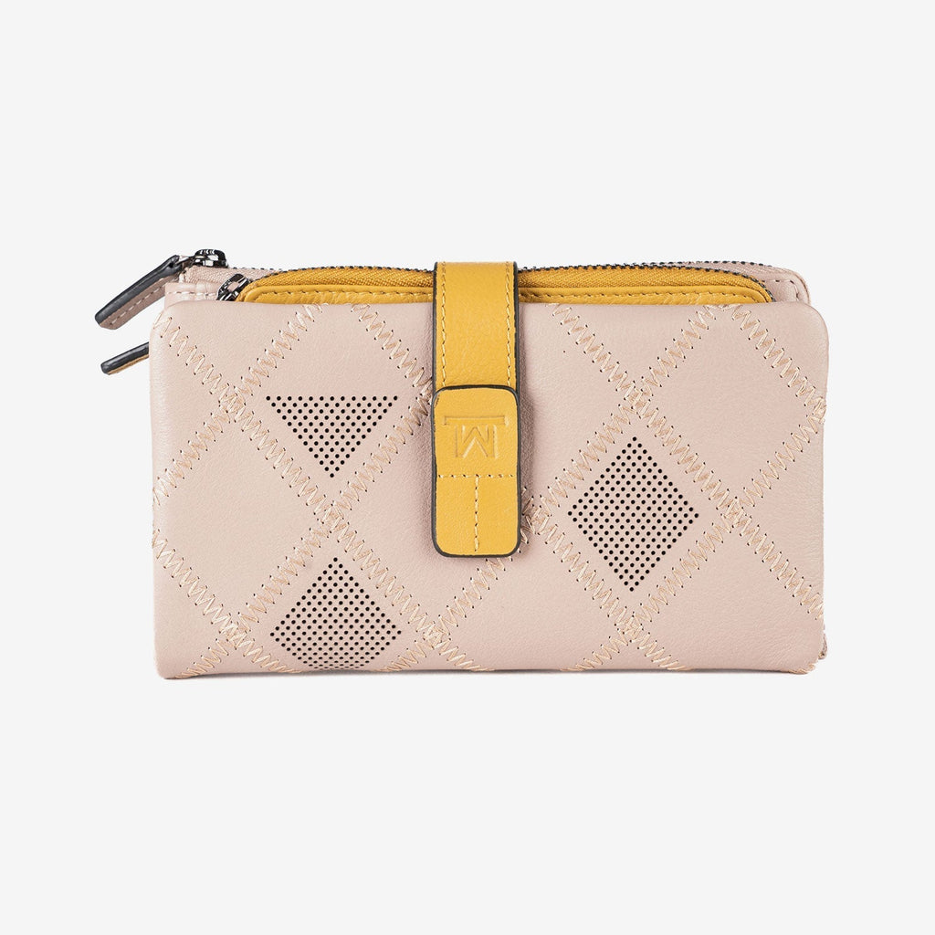 Billetero de piel para mujer, Serie laser leather. 16.5x9.5 cm - Matties Bags