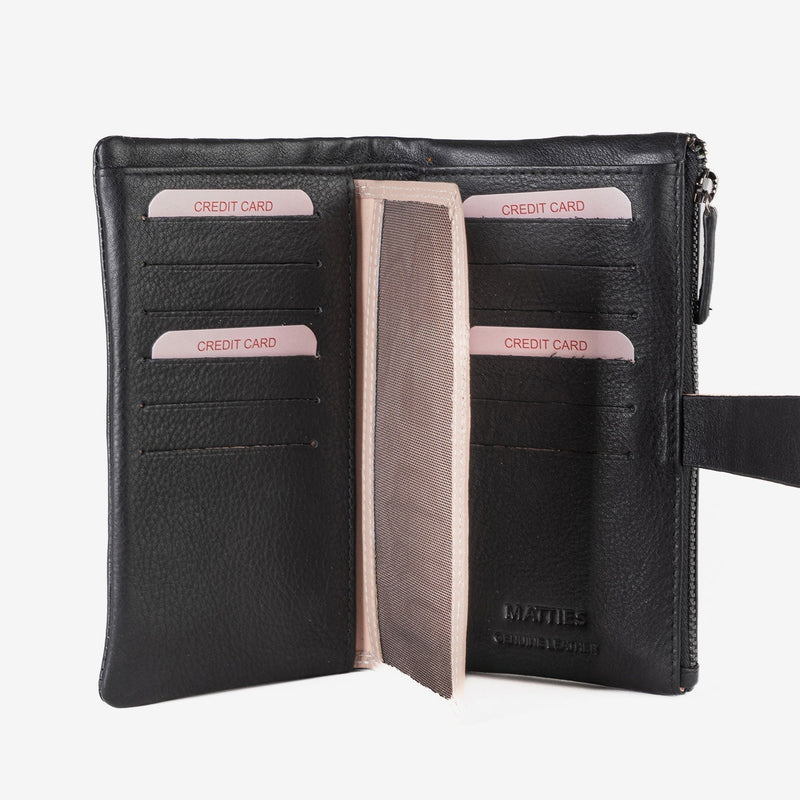 Billetero de piel para mujer, Serie line leather. 17x10 cm - Matties Bags