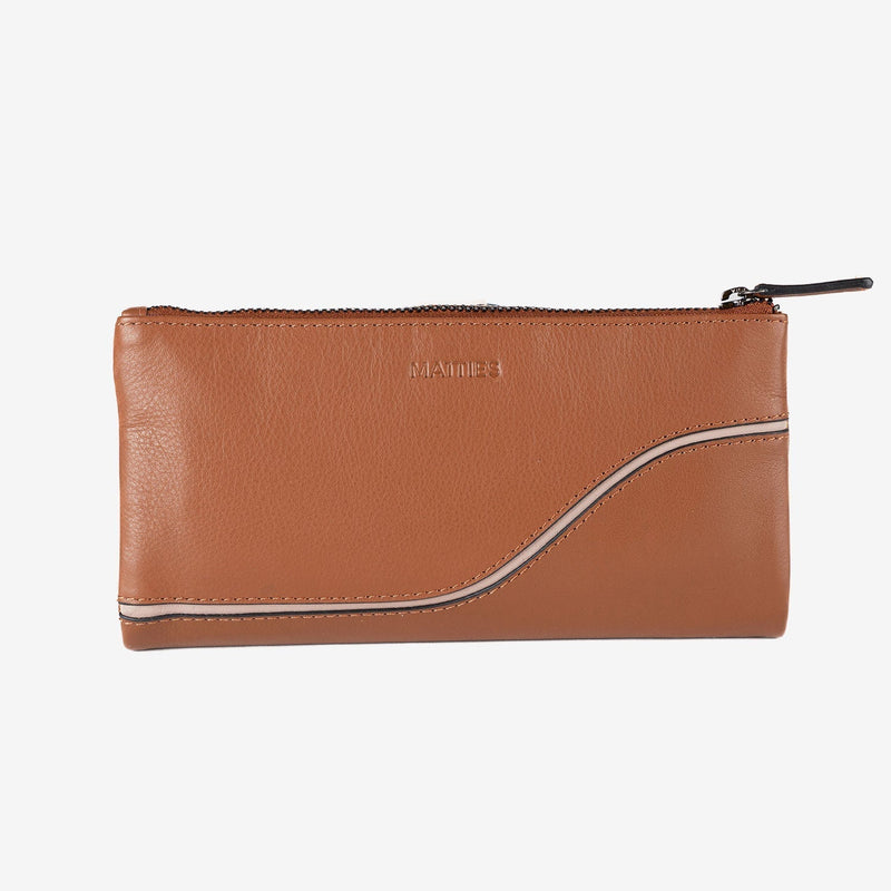 Billetero de piel para mujer, Serie line leather. 19.5x10 cm - Matties Bags