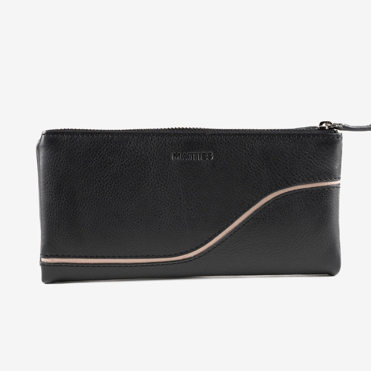 Billetero de piel para mujer, Serie line leather. 19.5x10 cm - Matties Bags