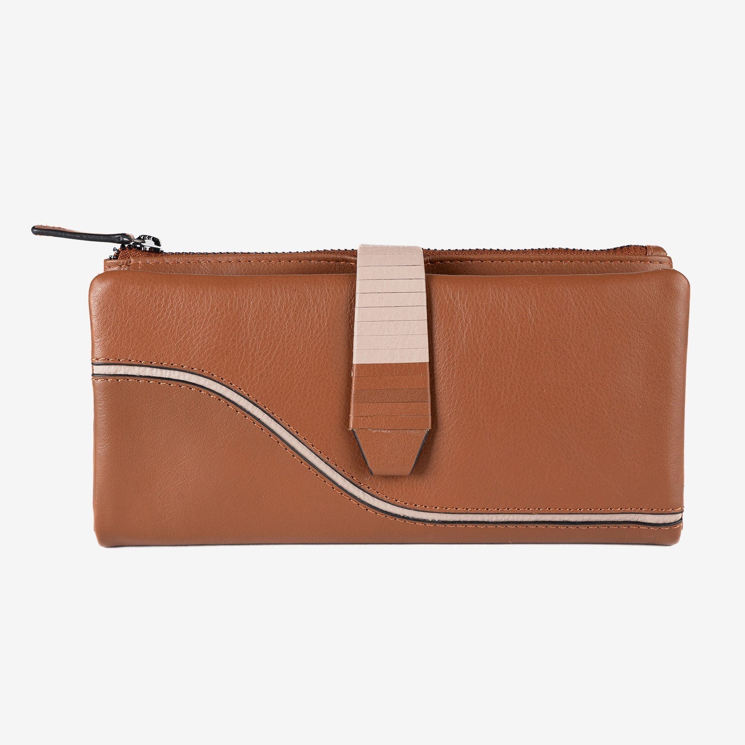 Billetero de piel para mujer, Serie line leather. 19.5x10 cm - Matties Bags