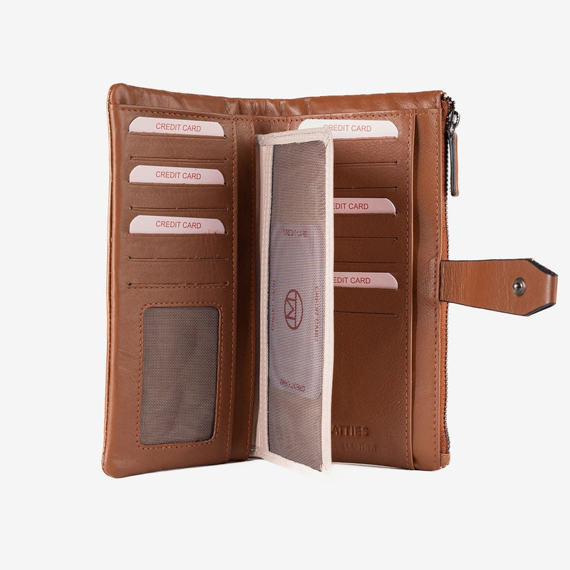 Billetero de piel para mujer, Serie line leather. 19.5x10 cm - Matties Bags