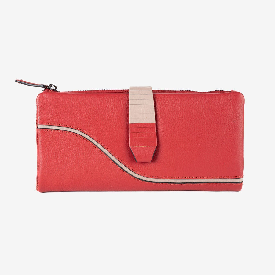 Carteira de senhora em pele, linha Line Leather. 19,5 x 10 cm