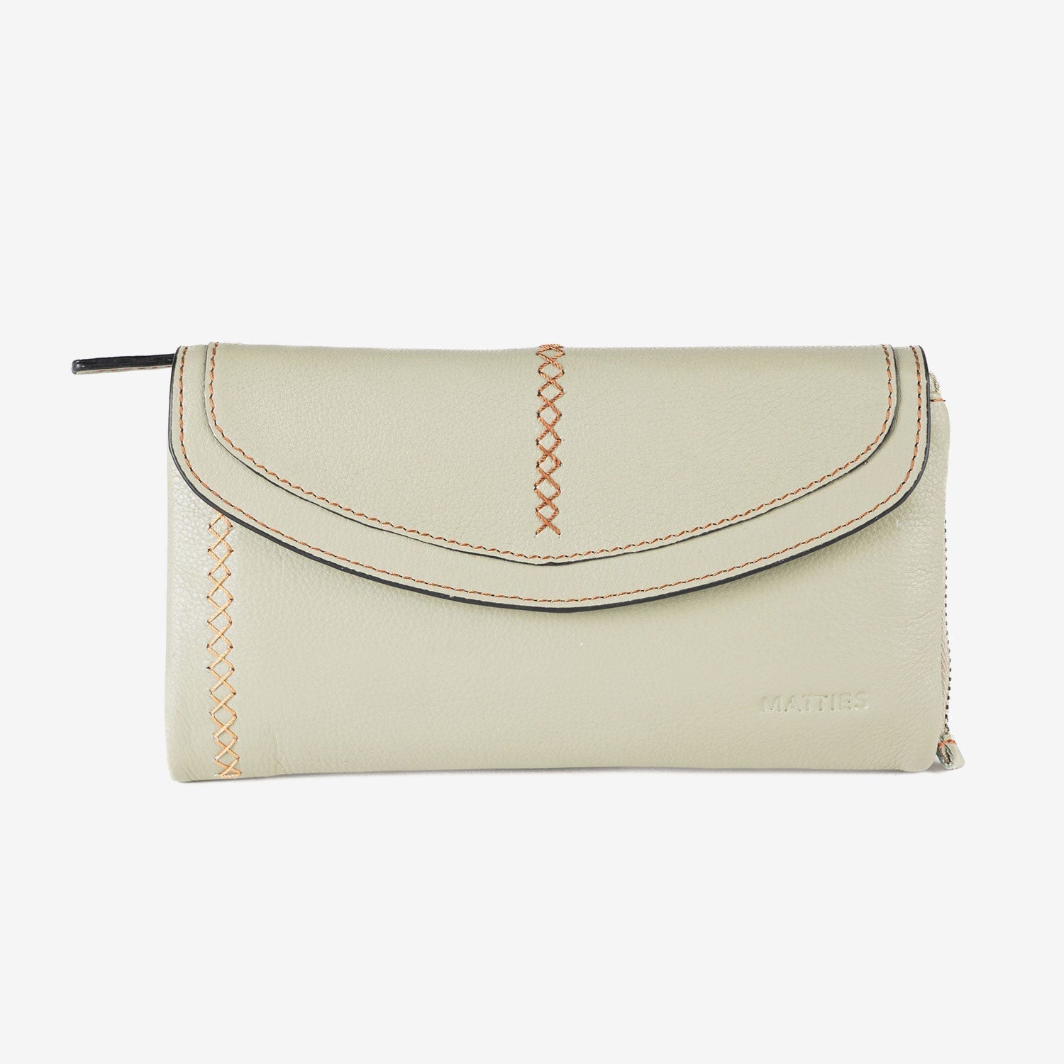 Billetero de piel para mujer, Serie stitch leather. 19x10 cm - Matties Bags