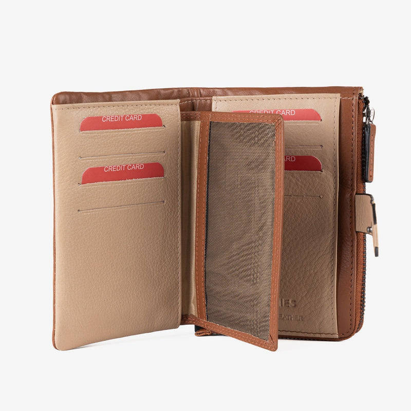 Billetero de piel para mujer, Serie strap leather. 14.5x9.5 cm - Matties Bags