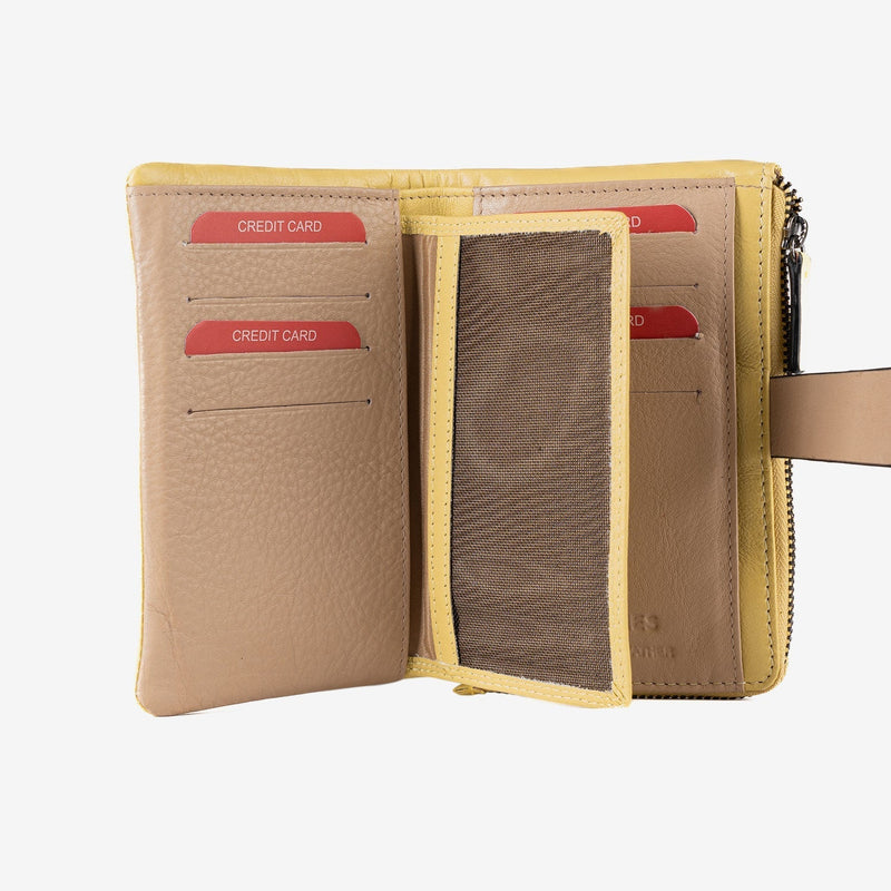 Billetero de piel para mujer, Serie strap leather. 14.5x9.5 cm - Matties Bags