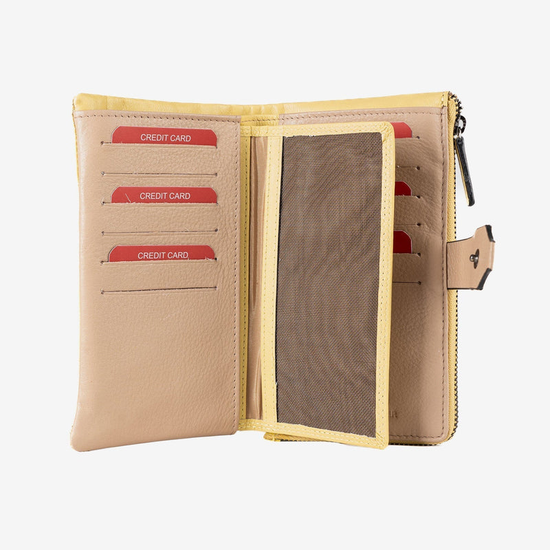 Billetero de piel para mujer, Serie strap leather. 16.5x10 cm - Matties Bags