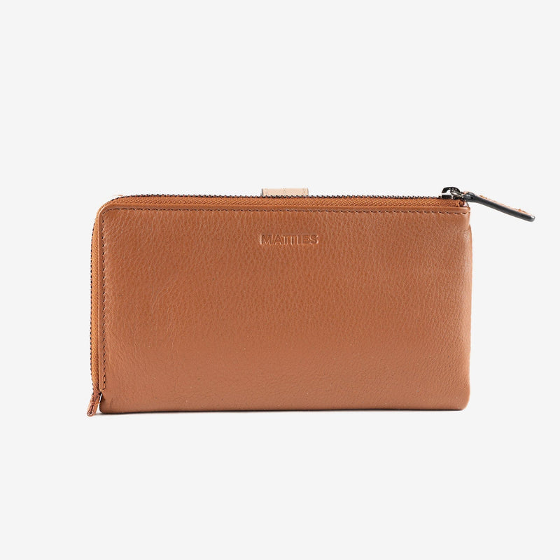 Billetero de piel para mujer, Serie strap leather. 16.5x10 cm - Matties Bags
