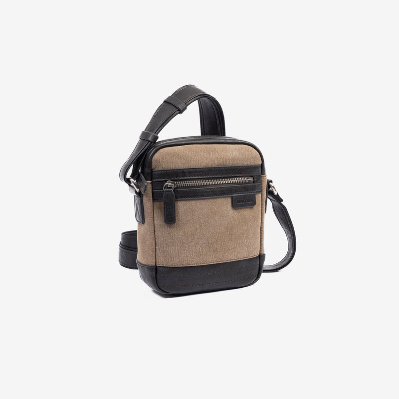 Bolso bandolera para hombre , color marrón, Serie Lona. 16x20 cm - Matties Bags