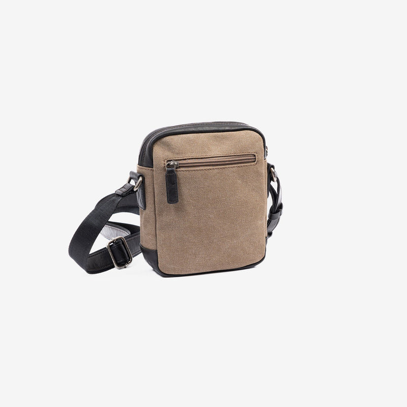 Bolso bandolera para hombre , color marrón, Serie Lona. 16x20 cm - Matties Bags