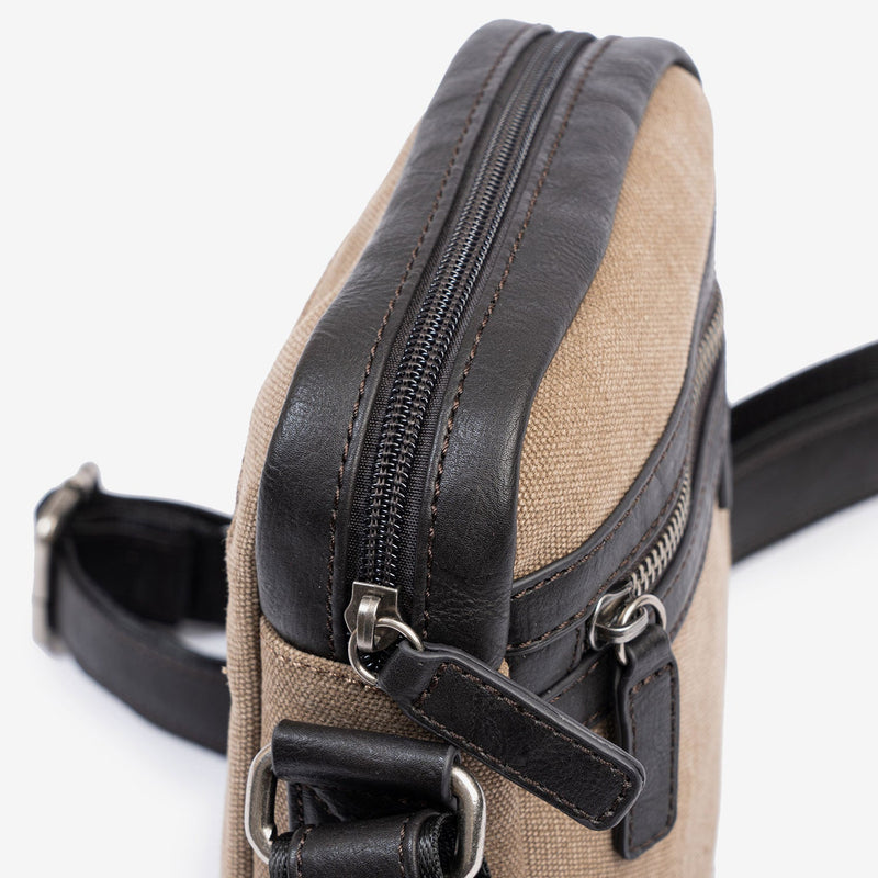 Bolso bandolera para hombre , color marrón, Serie Lona. 16x20 cm - Matties Bags