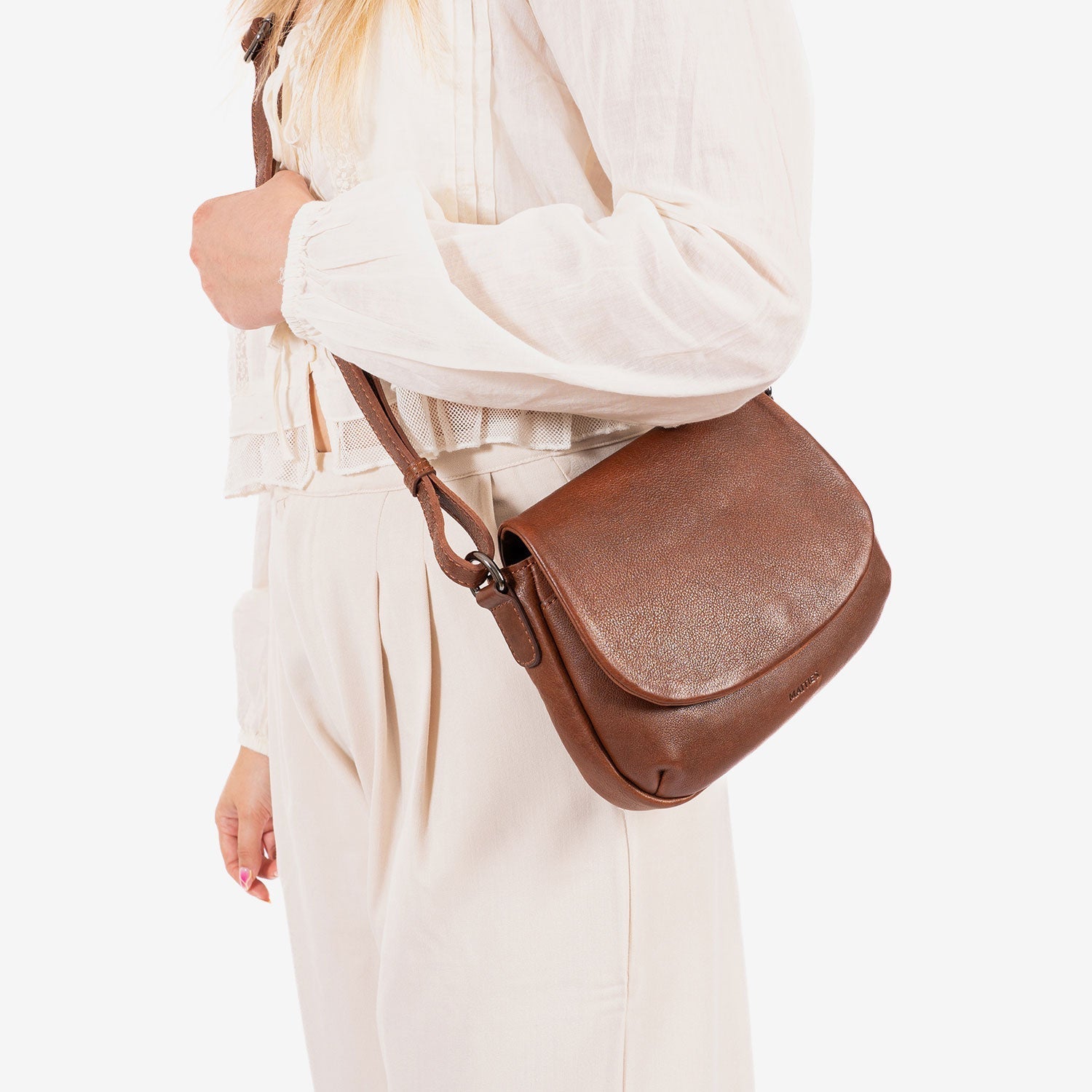 Bolso bandolera, Serie eva/leather. 22.5x15x06 cm - Matties Bags