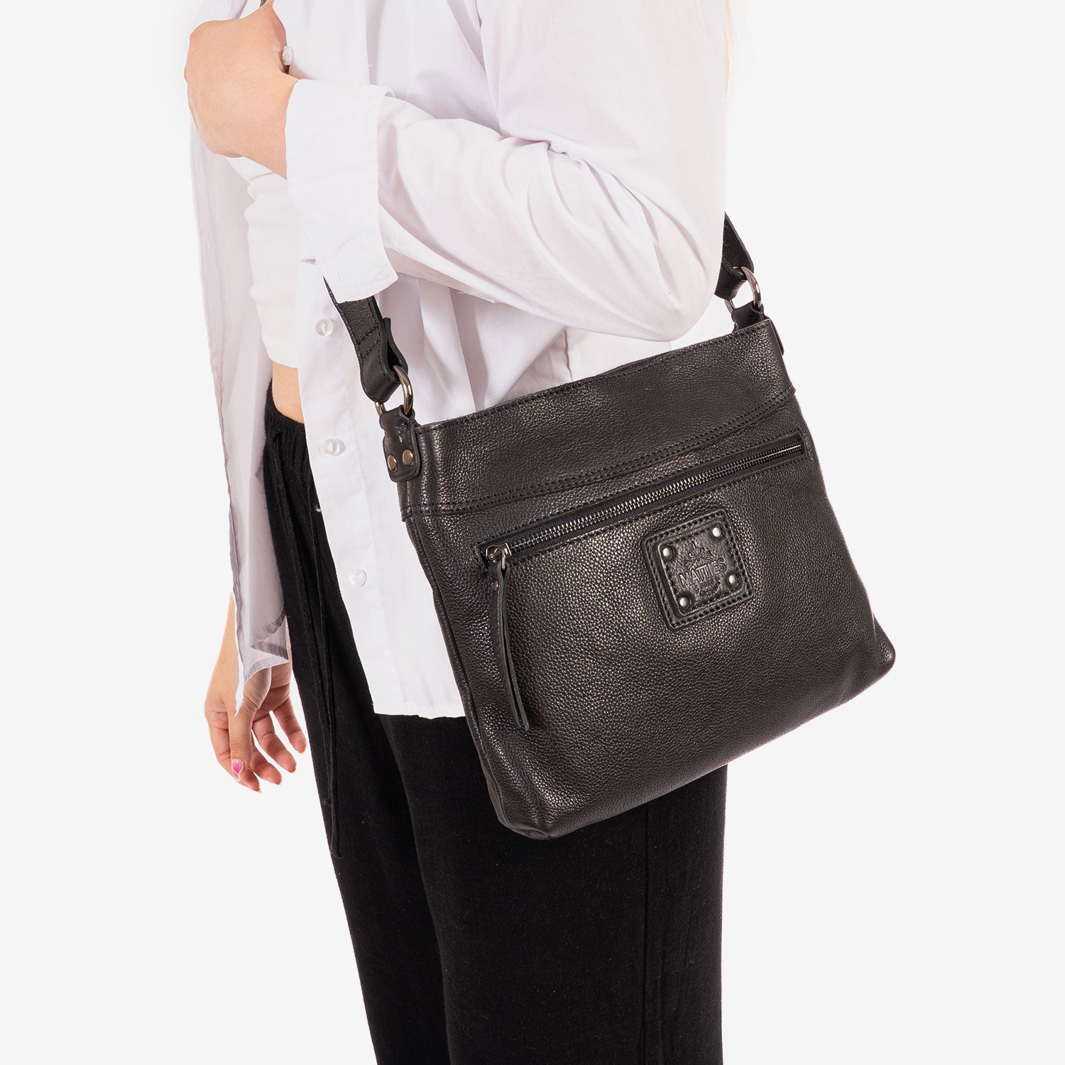 Bolso bandolera, Serie eva/leather. 27x23x05 cm - Matties Bags