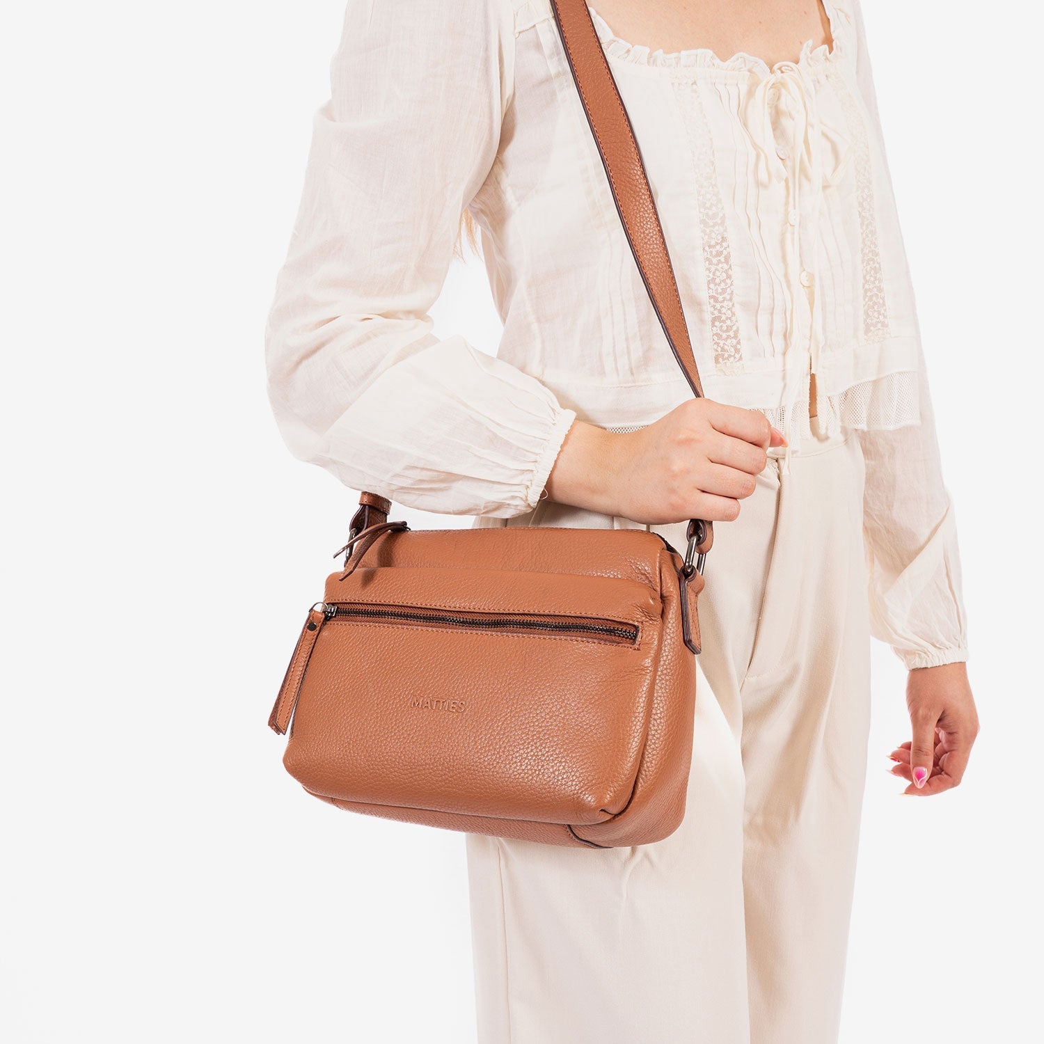 Bolso bandolera, Serie floater/leather. 25x19.5x10 cm - Matties Bags