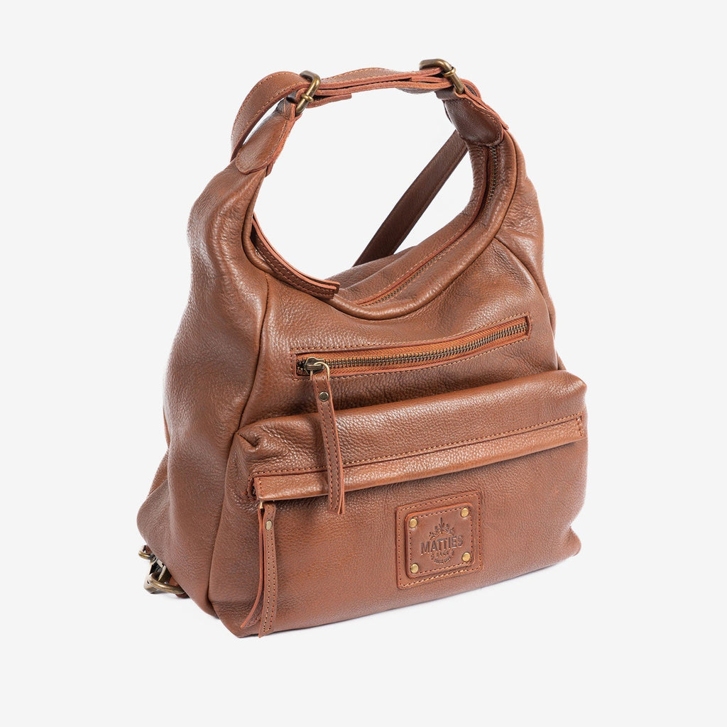 Bolso de hombro convertible en mochila, Serie eva/leather. 28x28x13 cm - Matties Bags