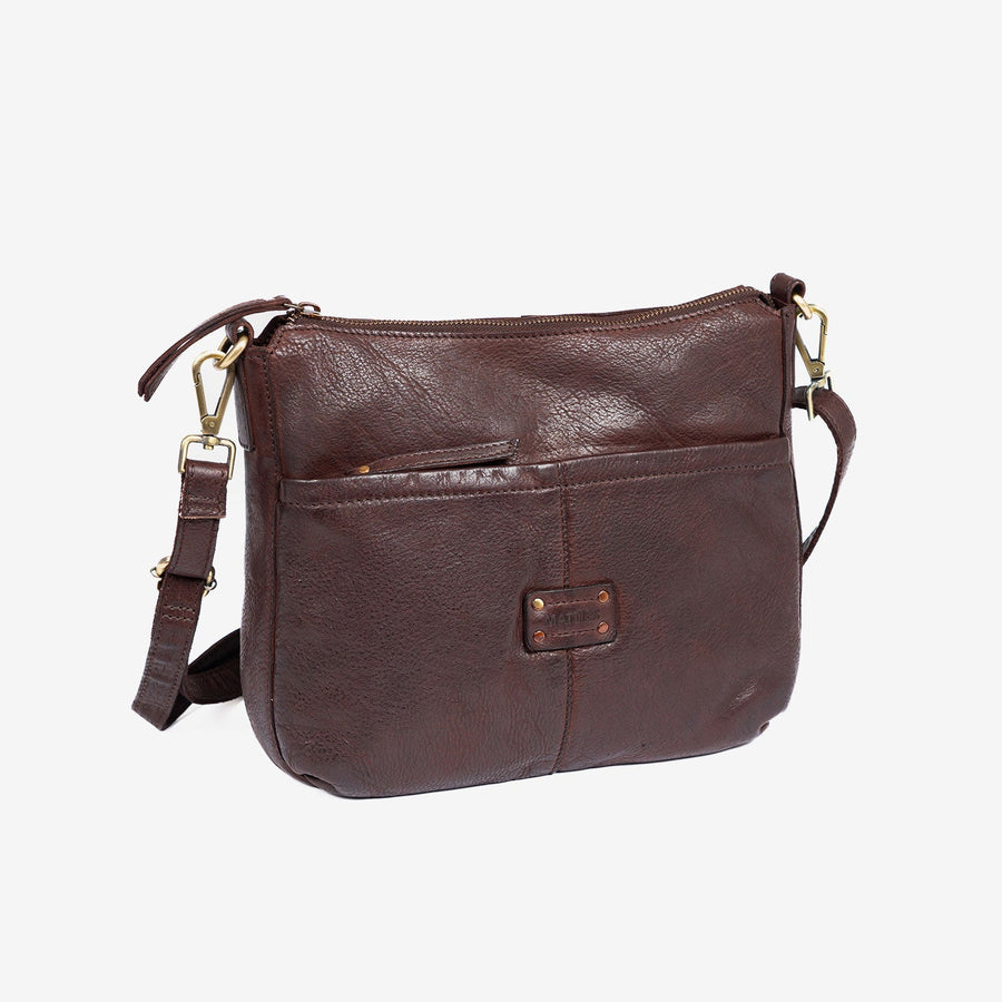 Bolsa de senhora em pele lavada, 30x24x11 cm