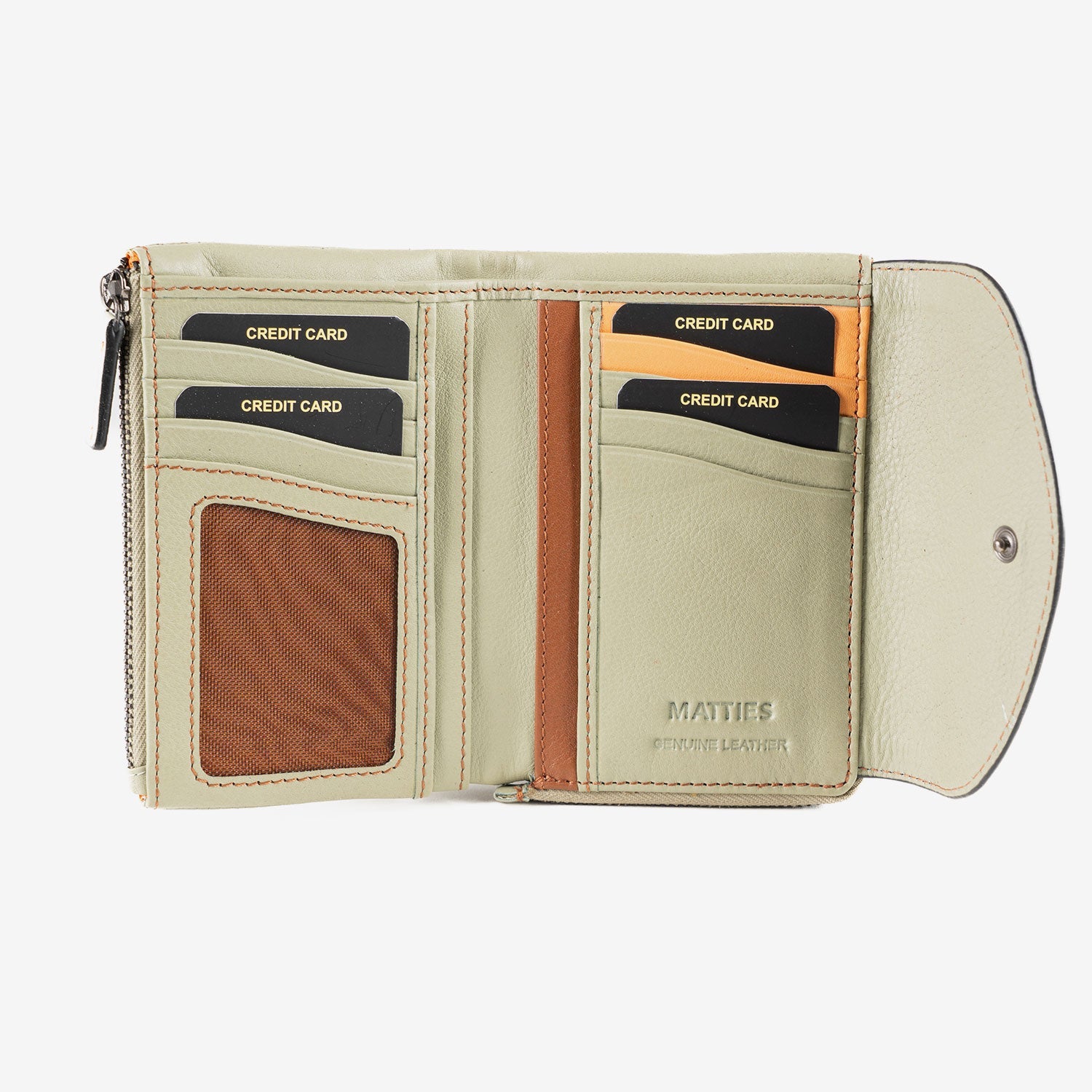 Cartera de piel para mujer, Serie stitch leather. 13.5x9.5 cm - Matties Bags