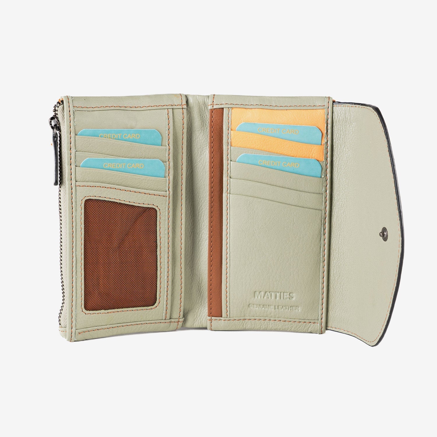 Cartera de piel para mujer, Serie stitch leather. 17x10 cm - Matties Bags