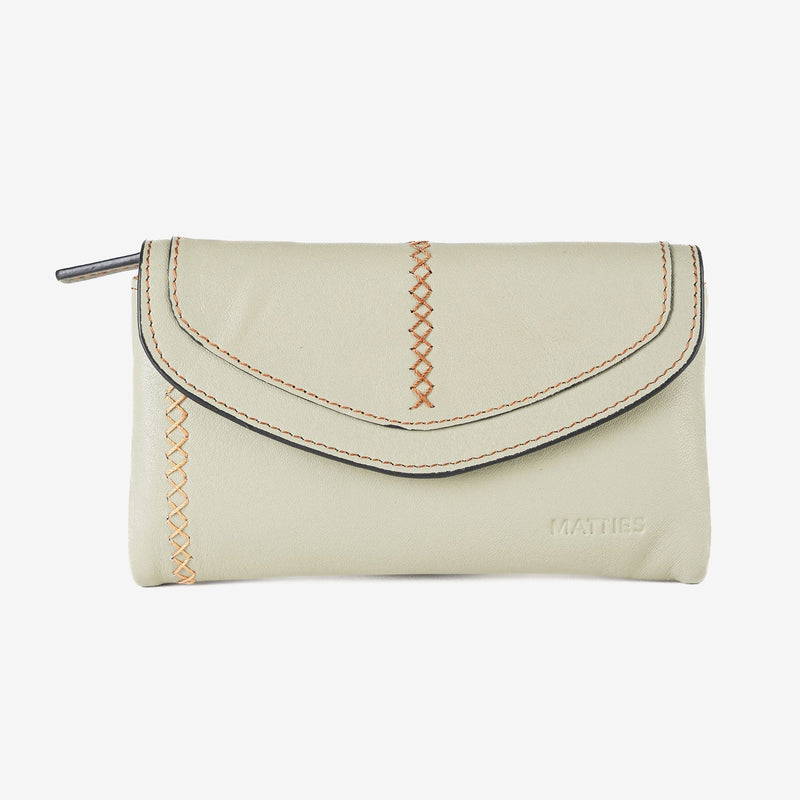 Cartera de piel para mujer, Serie stitch leather. 17x10 cm - Matties Bags