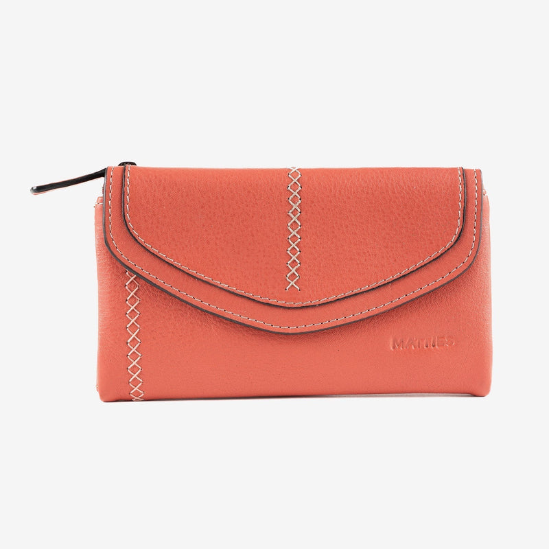 Cartera de piel para mujer, Serie stitch leather. 17x10 cm - Matties Bags