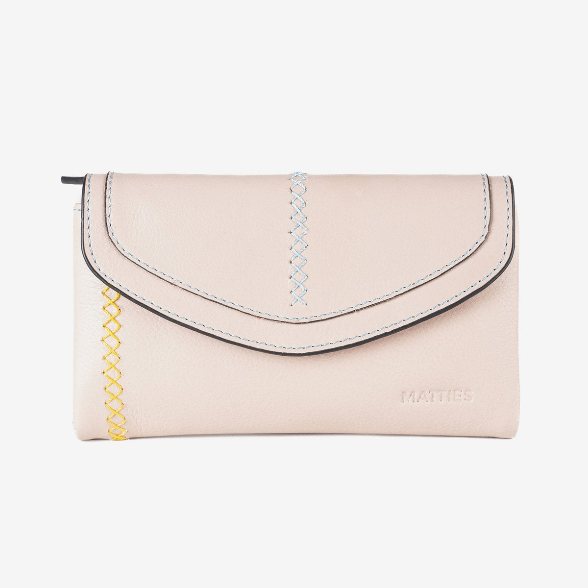 Cartera de piel para mujer, Serie stitch leather. 17x10 cm - Matties Bags